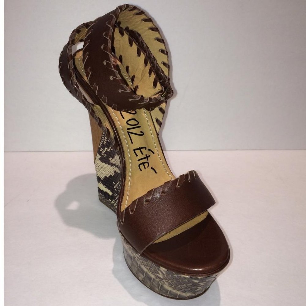 Lanvin Python Leather Platform Wedge Sandal New 37 - image 7